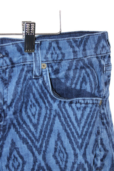 7 For All Mankind Womens Cut-Off Argyle Blue Shorts Size 29