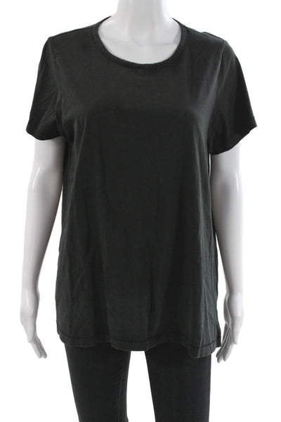 Hatch Womens Black Maternity Basic Short Sleeve Cotton Round Neck T-Shirt Size 2