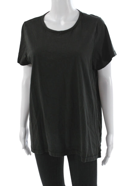 Hatch Womens Black Maternity Basic Short Sleeve Cotton Round Neck T-Shirt Size 2