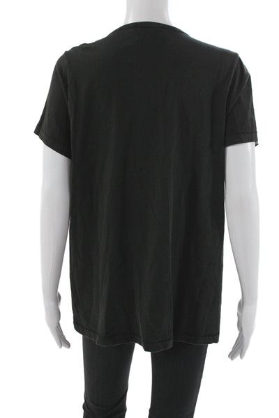 Hatch Womens Black Maternity Basic Short Sleeve Cotton Round Neck T-Shirt Size 2