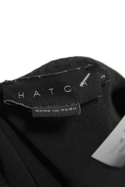 Hatch Womens Black Maternity Basic Short Sleeve Cotton Round Neck T-Shirt Size 2