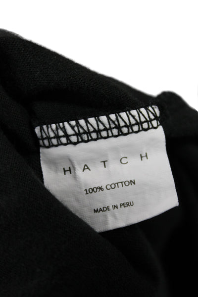 Hatch Womens Black Maternity Basic Short Sleeve Cotton Round Neck T-Shirt Size 2