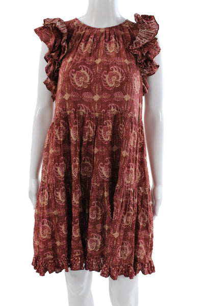 Ulla Johnson Women Brown Paisley Mini Dress Sleeveless Bohemian Size 6
