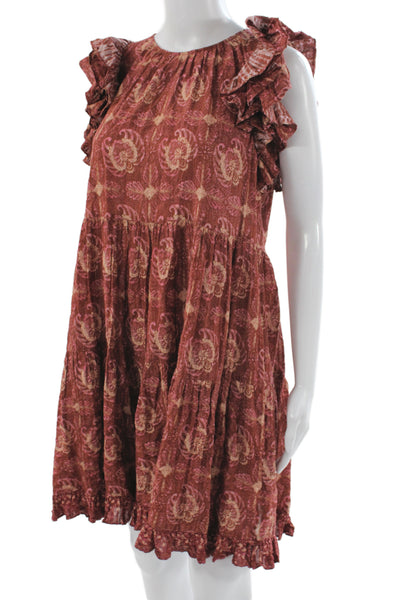 Ulla Johnson Women Brown Paisley Mini Dress Sleeveless Bohemian Size 6