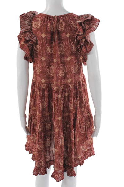Ulla Johnson Women Brown Paisley Mini Dress Sleeveless Bohemian Size 6