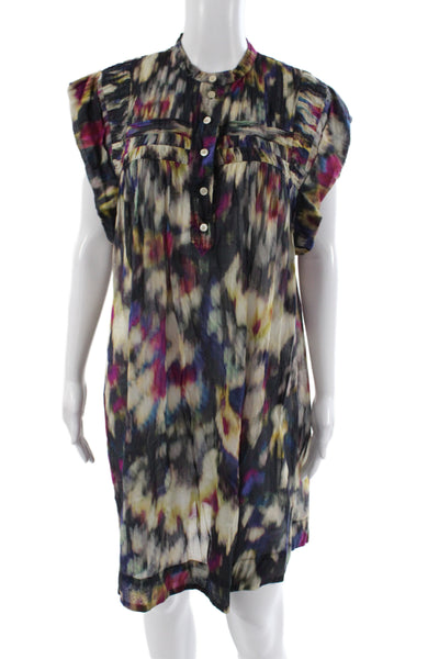 Marant Etoile Womens Shirt Dress Multicolor Tie Dye Cotton Size 38