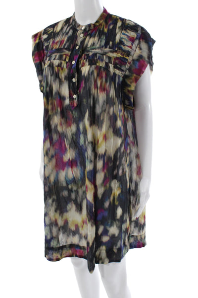 Marant Etoile Womens Shirt Dress Multicolor Tie Dye Cotton Size 38