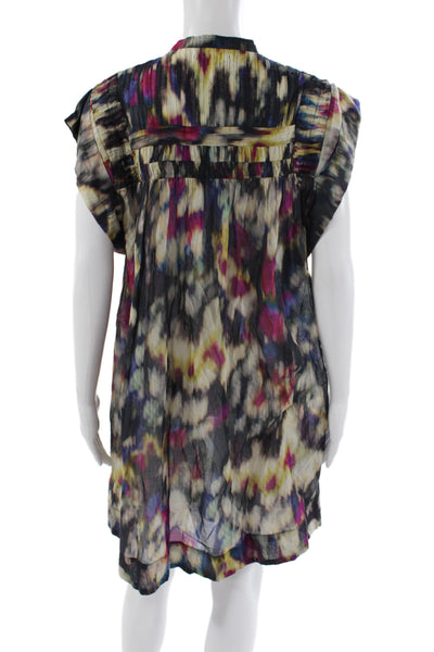 Marant Etoile Womens Shirt Dress Multicolor Tie Dye Cotton Size 38