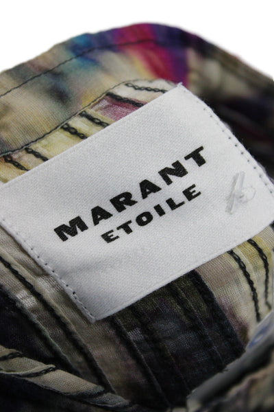 Marant Etoile Womens Shirt Dress Multicolor Tie Dye Cotton Size 38