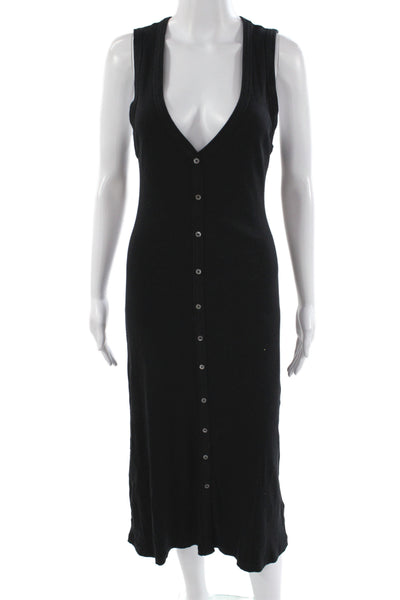 Standard James Perse Womens Black V Neck Tank Dress Cotton Mid Calf Size 2