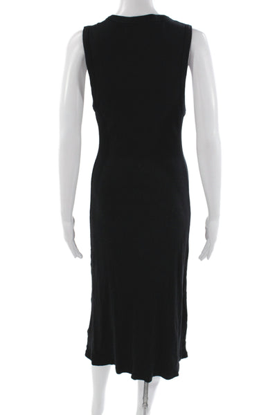Standard James Perse Womens Black V Neck Tank Dress Cotton Mid Calf Size 2