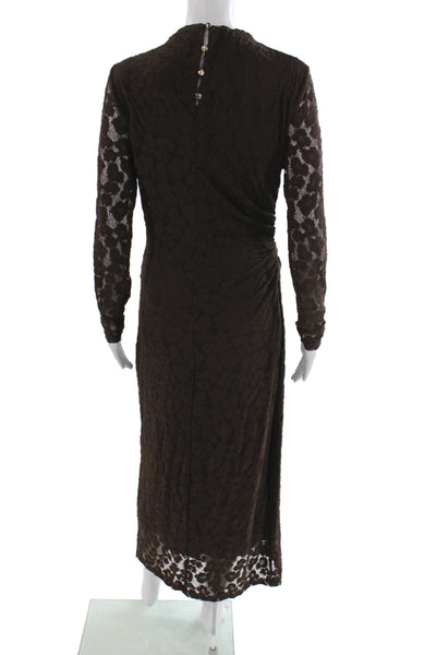 Zara Women Sheath Long Brown High Neck Long Sleeve Dress Size M
