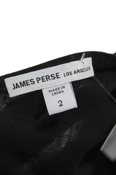 James Perse Womens Slip Dress Black Linen Square Neck Sleeveless Long Size 2