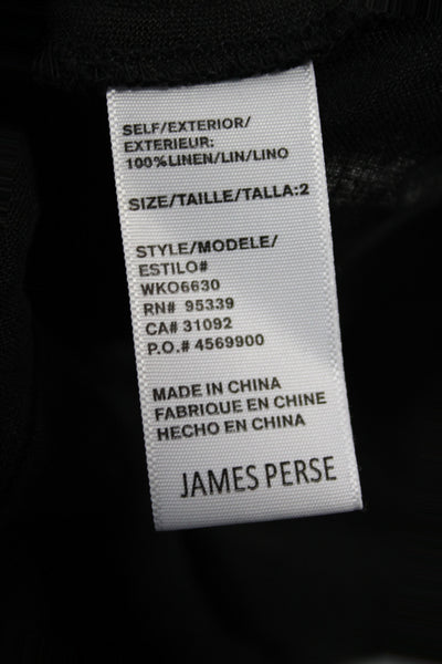 James Perse Womens Slip Dress Black Linen Square Neck Sleeveless Long Size 2