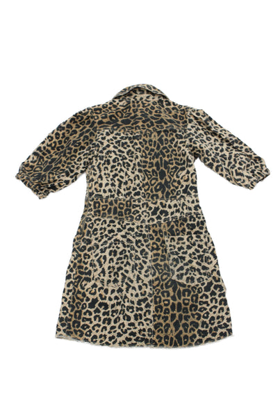 Allsaints Girls Animal Print Button-Down Mini Dress Brown Size 9-10