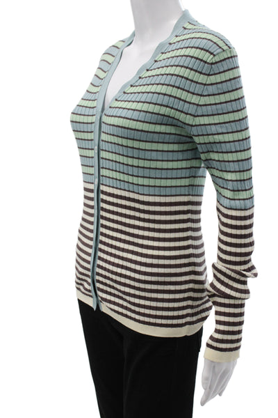 Paul Smith Women Striped V-Neck Cotton Long Sleeve Cardigan Size M