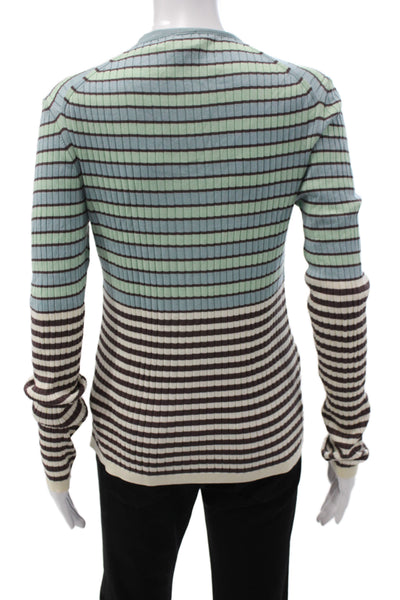 Paul Smith Women Striped V-Neck Cotton Long Sleeve Cardigan Size M