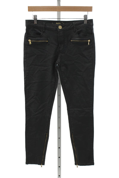 Zara Woman Womens Ankle Biker Jeans Black Low Rise Cotton Blend Size 4