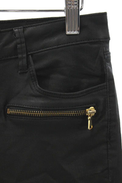 Zara Woman Womens Ankle Biker Jeans Black Low Rise Cotton Blend Size 4