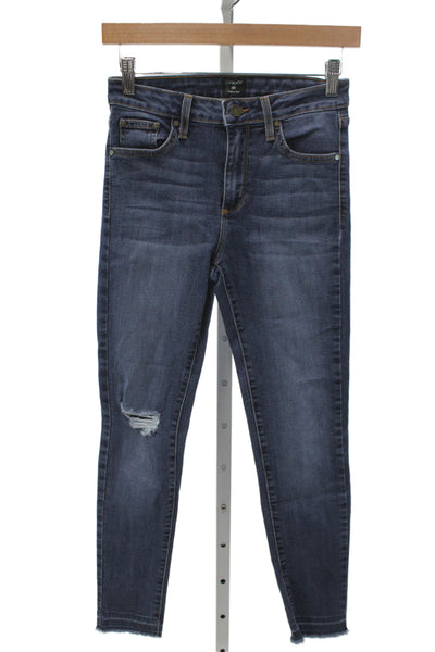 Just Black Womens Skinny Jeans Blue High Rise Button Size 25