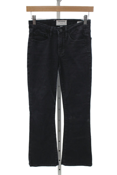 Frame Denim Womens Cropped Black Cotton Jeans Mid Rise Inseam 25 Size 25