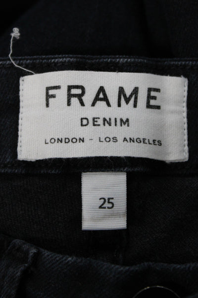 Frame Denim Womens Cropped Black Cotton Jeans Mid Rise Inseam 25 Size 25