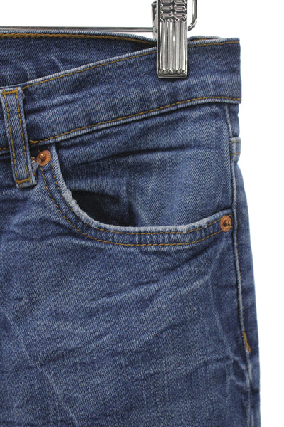 Zara Woman Womens Cropped High Rise Blue Jeans Button Size 2