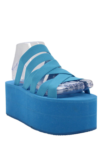 Simon Miller Womens High Platform Slide On Strappy Sandals Blue Size 38 8