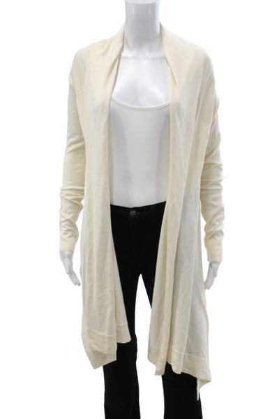 BCBG Max Azria Women Ivory Silk V Neck Cardigan Long Sleeve Size XS