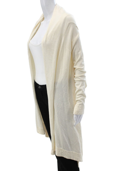 BCBG Max Azria Women Ivory Silk V Neck Cardigan Long Sleeve Size XS
