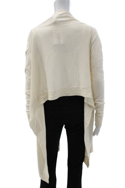 BCBG Max Azria Women Ivory Silk V Neck Cardigan Long Sleeve Size XS