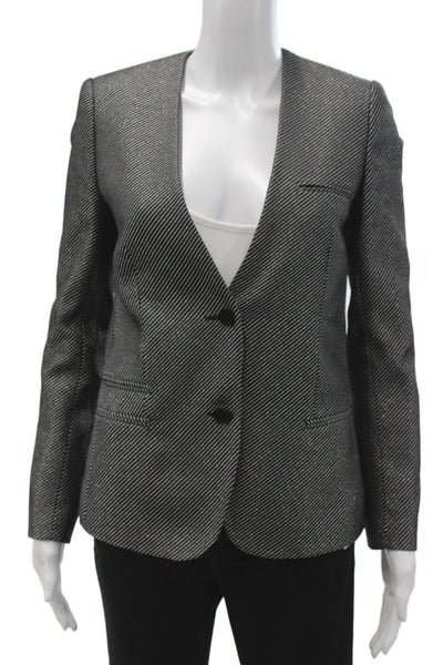 Zadig & Voltaire Deluxe Womens Basic Jacket Black Striped Metallic Size 36