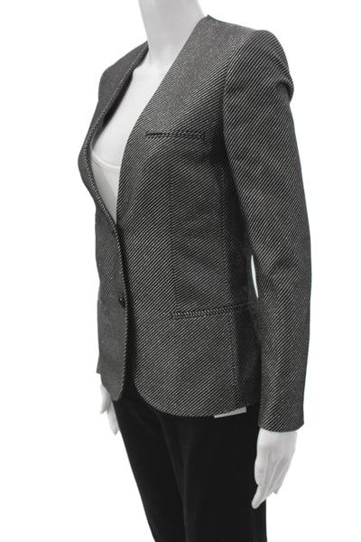 Zadig & Voltaire Deluxe Womens Basic Jacket Black Striped Metallic Size 36