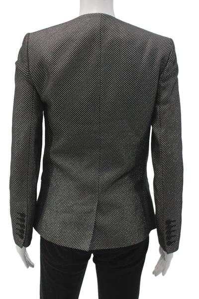 Zadig & Voltaire Deluxe Womens Basic Jacket Black Striped Metallic Size 36