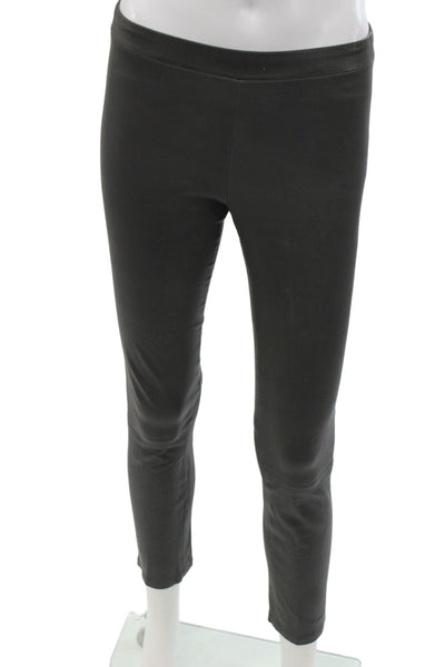 Vince Women Black Leather Ankle Leggings Modern Solid 24 Inseam Size XS
