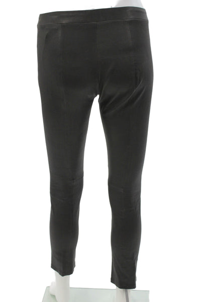 Vince Women Black Leather Ankle Leggings Modern Solid 24 Inseam Size XS