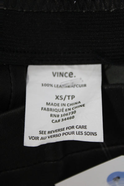 Vince Women Black Leather Ankle Leggings Modern Solid 24 Inseam Size XS