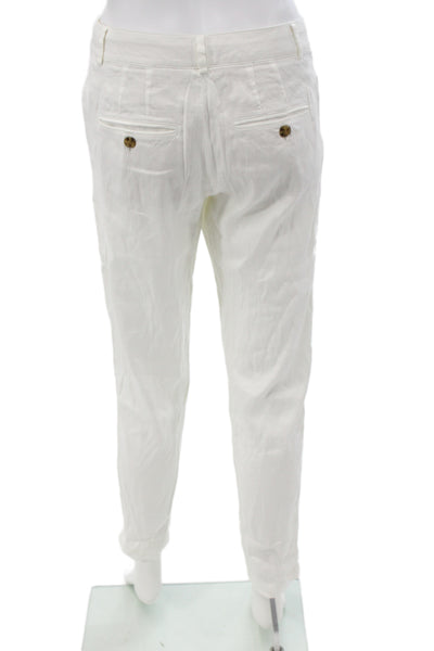 Vince Women Ankle Pants White Linen Button Casual Solid Size 2