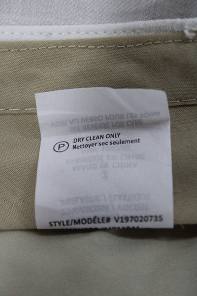 Vince Women Ankle Pants White Linen Button Casual Solid Size 2
