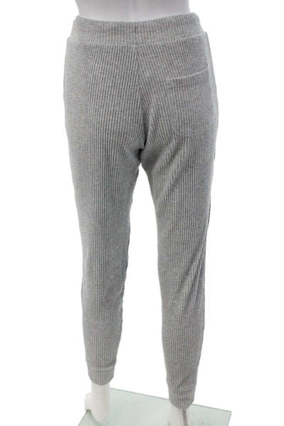 Alo Womens Sweatsuit Hooded Pullover Striped Gray Athleisure Outfit Set Size XS
