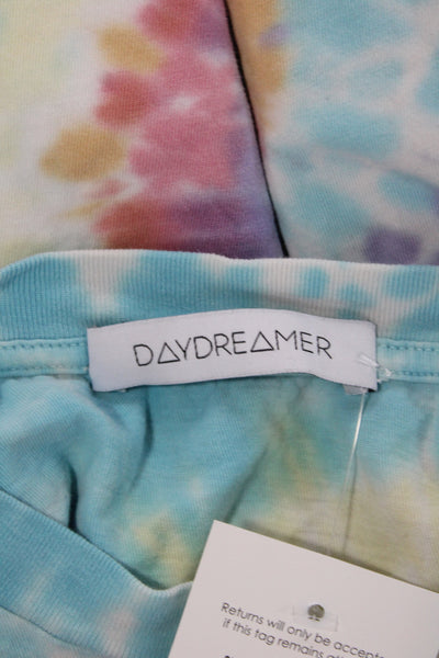 Daydreamer Womens Cropped Tie Dye Blue T-Shirt Crew Neck 100% Cotton Size XS