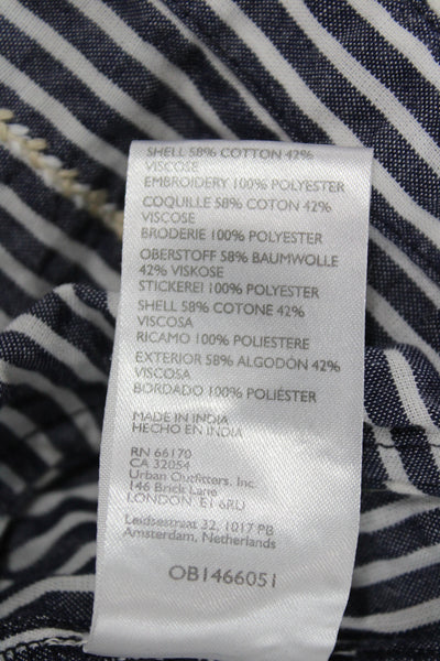Maeve Anthropologie Womens Striped Blue Tunic Blouse Longsleeve Size 2XS