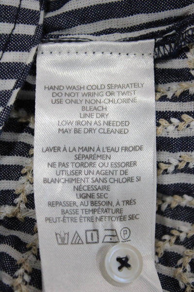 Maeve Anthropologie Womens Striped Blue Tunic Blouse Longsleeve Size 2XS