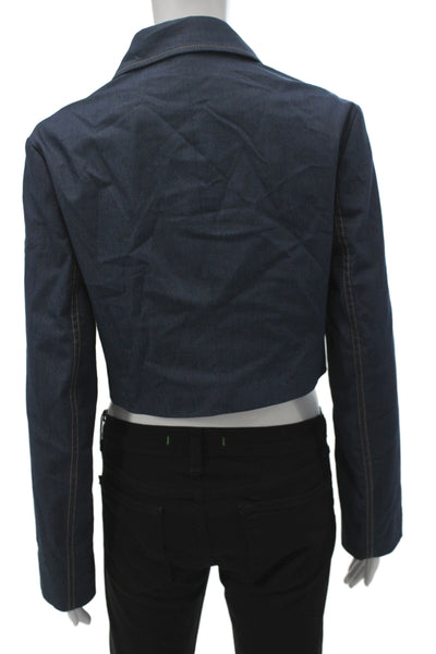 Zara Womens Blue Basic Jacket Acetate Long Sleeve Zip Size S