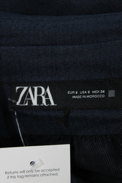 Zara Womens Blue Basic Jacket Acetate Long Sleeve Zip Size S