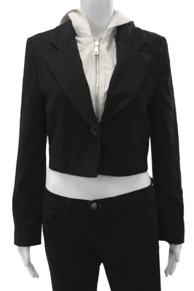 Zara Women Basic Jacket Black Cotton Long Sleeve Button Size S
