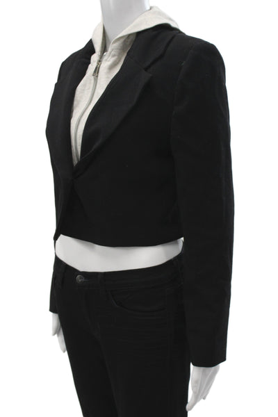 Zara Women Basic Jacket Black Cotton Long Sleeve Button Size S