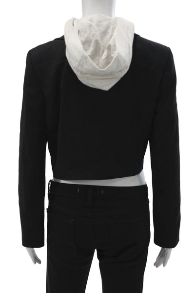 Zara Women Basic Jacket Black Cotton Long Sleeve Button Size S