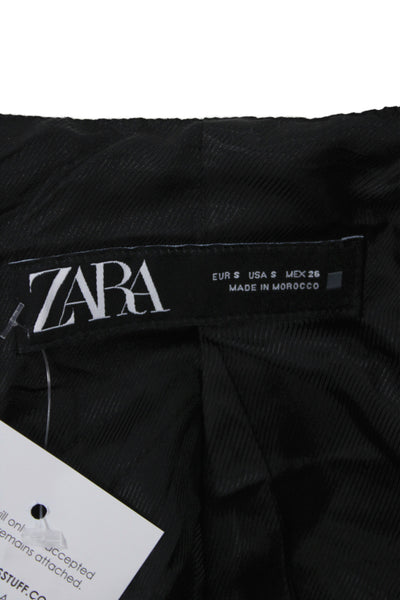 Zara Women Basic Jacket Black Cotton Long Sleeve Button Size S