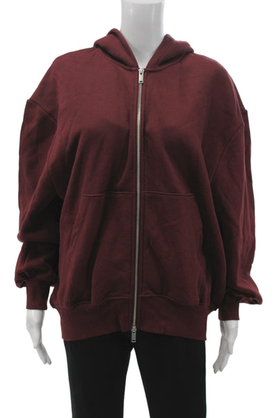 Zara Womens Full Zip Hoodie Red High Neck Long Sleeve Size S